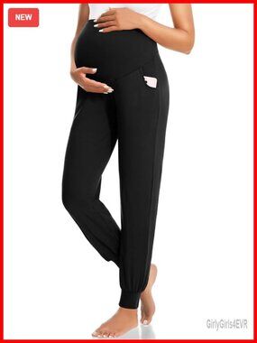Thick Over Belly Maternity Joggers with Pockets for Active Workout